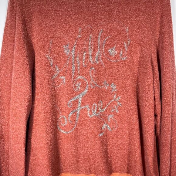 Wildfox Red Tan Wild & Free Baggy Beach Jumper Pullover Sweatshirt Small - Picture 2 of 7